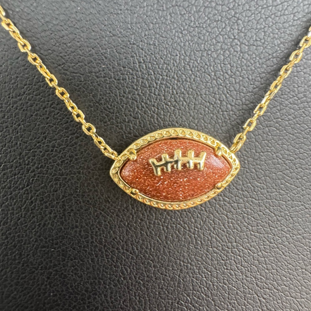 Kendra Scott Football Necklace Gold & Orange Goldstone